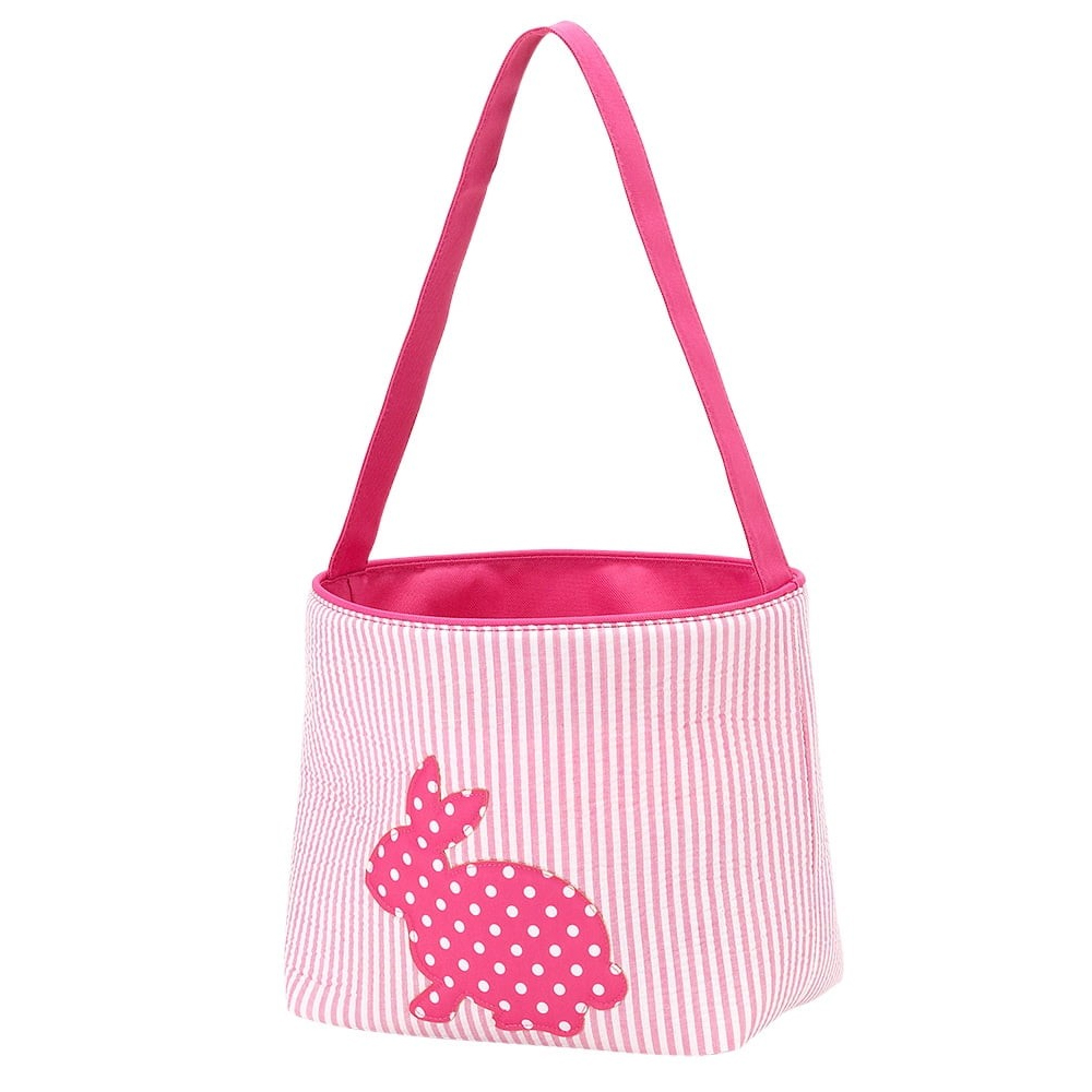 Seersucker Cotton Tail Easter Bucket in Hot Pink
