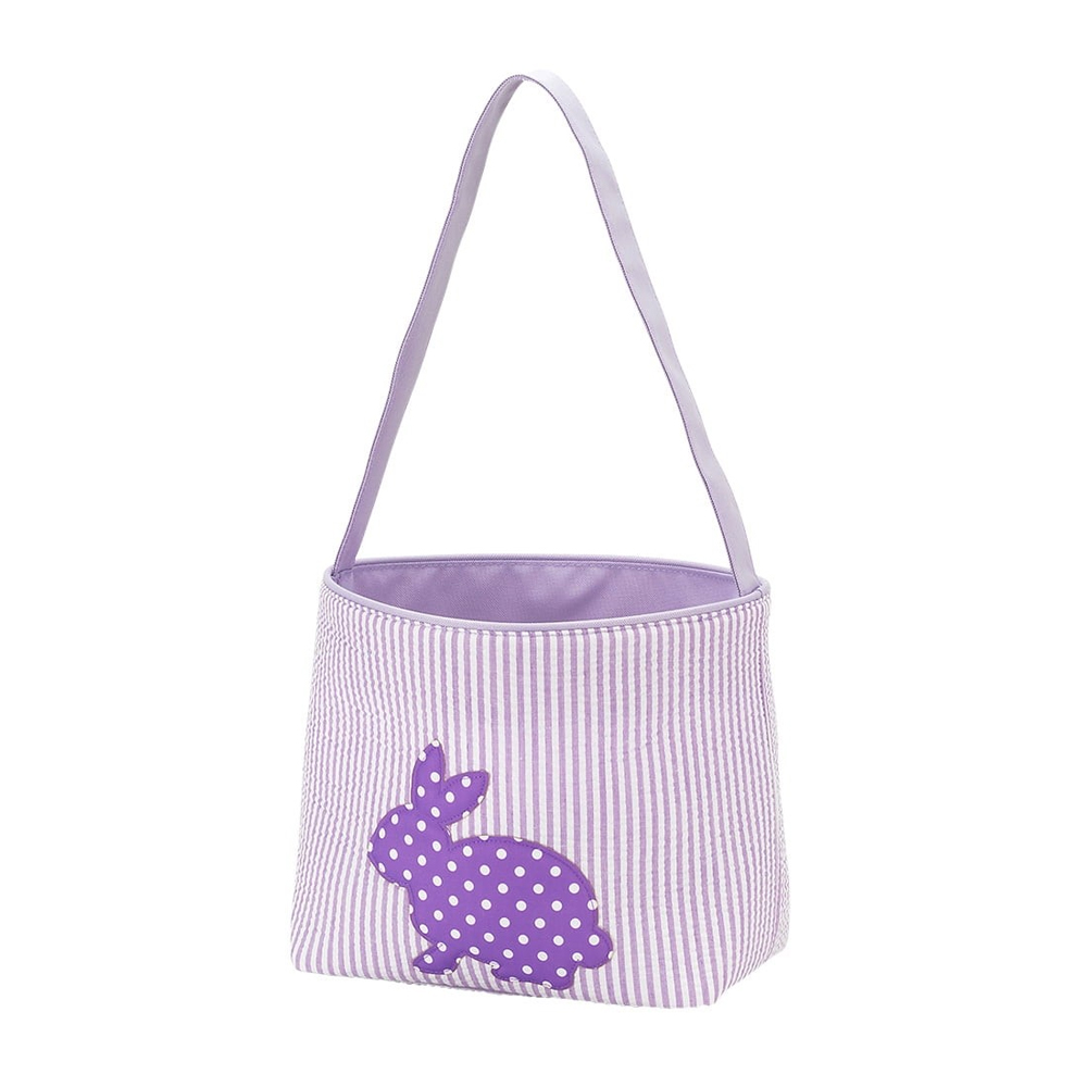 Seersucker Cotton Tail Easter Bucket in Purple - CLOSEOUT
