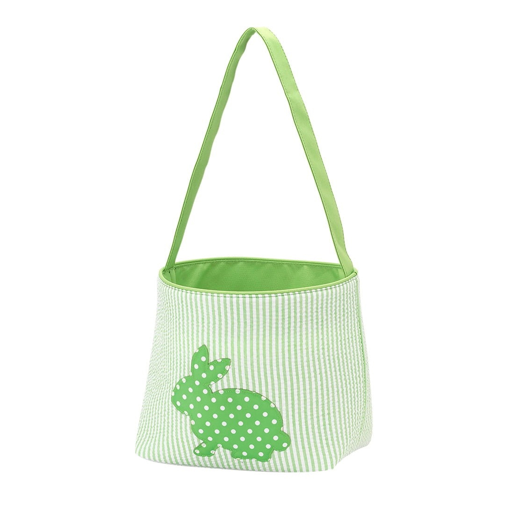Seersucker Cotton Tail Easter Bucket in Green - CLOSEOUT