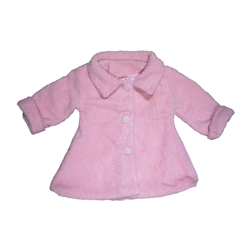 Kids Fuzzy Teddy Pea Coat - PINK - CLOSEOUT