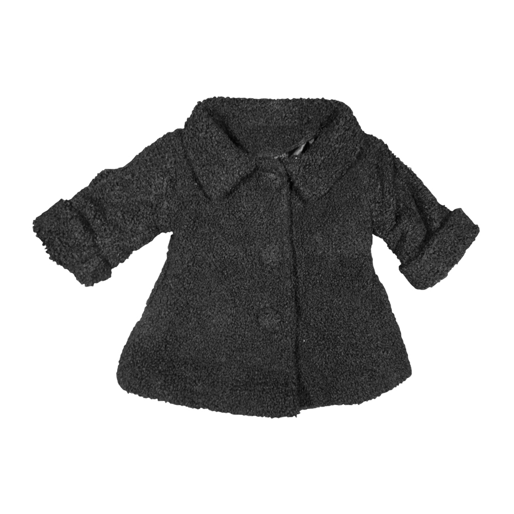 Kids Fuzzy Teddy Pea Coat - BLACK - CLOSEOUT