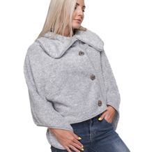 Micro Sherpa Four Button Poncho - GRAY - CLOSEOUT