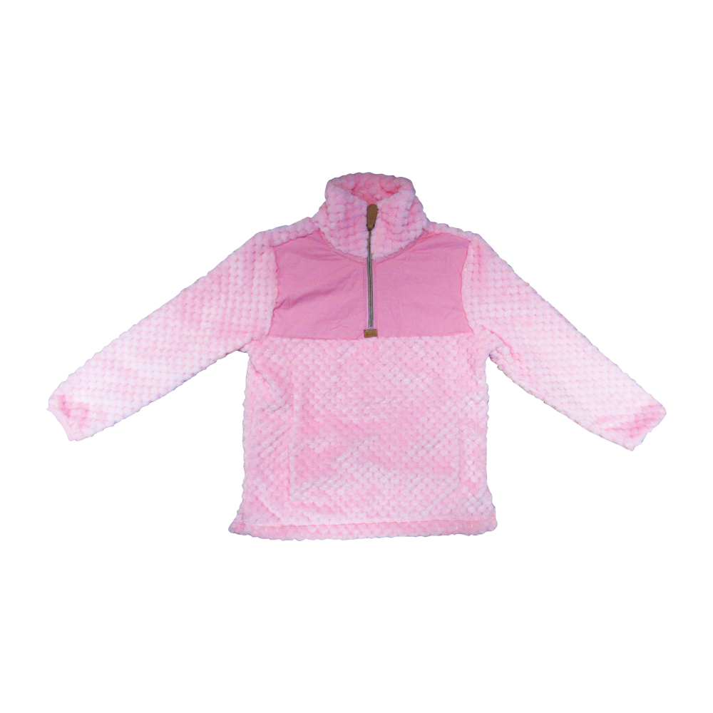 The Coral Palms® Kids Quarter-Zip Fleece Sherpa Pullover - PETAL PINK - CLOSEOUT