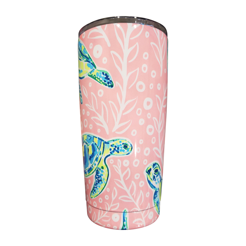 The Coral Palms® 20oz Double Wall Stainless Steel Super Tumbler - SOLELY SEA TURTLES - CLOSEOUT