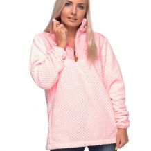 The Coral Palms Pineapple Quarter-Zip Fleece Sherpa Pullover - PETAL PINK - CLOSEOUT
