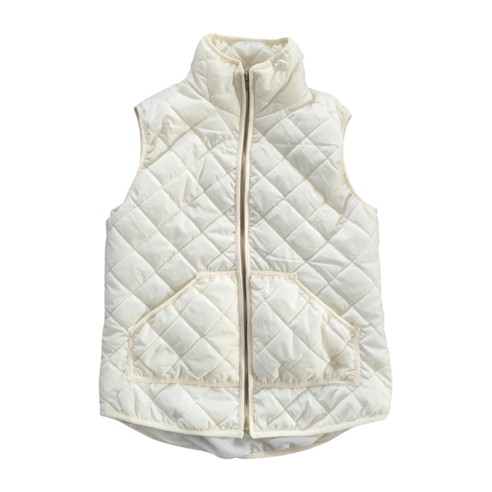 Diamond Quilted Puffy Vest - IVORY - CLOSEOUT