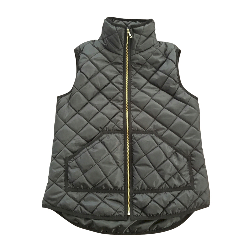 Diamond Quilted Puffy Vest - BLACK - CLOSEOUT