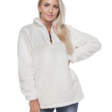 The Coral Palms� Frosted Diamond Quilted Quarter-Zip Sherpa Pullover - IVORY - CLOSEOUT