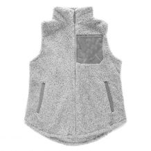 The Coral Palms Suede Patch Micro Sherpa Vest - GRAY - CLOSEOUT
