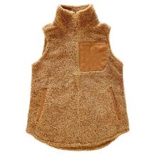 The Coral Palms Suede Patch Micro Sherpa Vest - MOCHA - CLOSEOUT