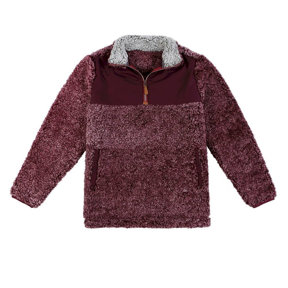 The Coral Palms® Kids Frosted Sherpa Quarter-Zip Pocket Pullover - WINE - CLOSEOUT