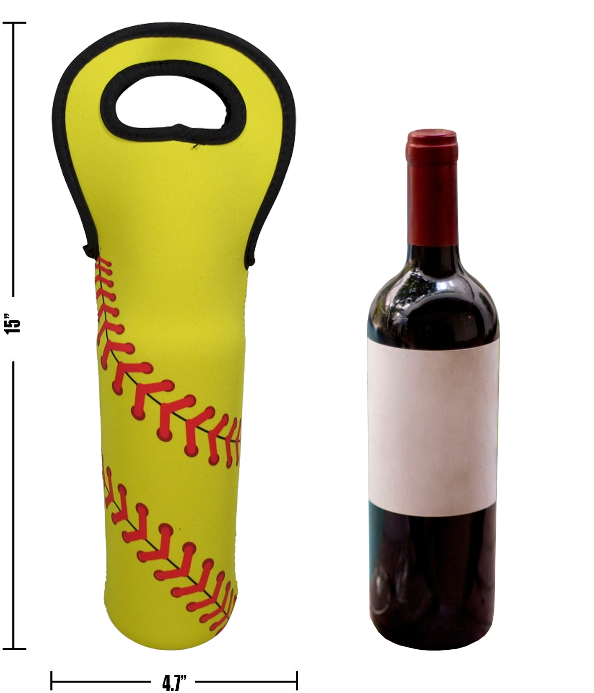The Coral Palms® Softball 750 ml Wine Bottle Neoprene Carrier Tote - CLOSEOUT