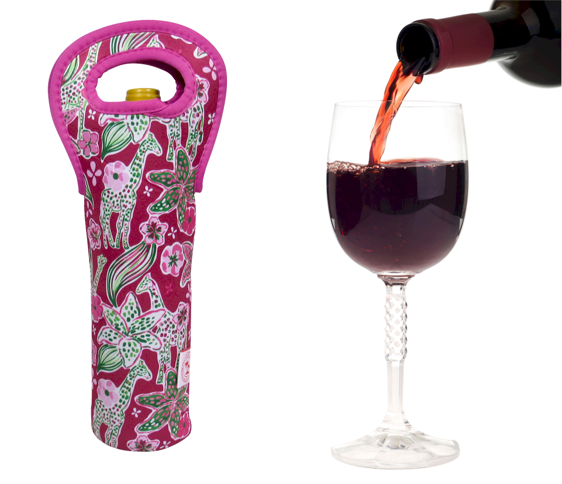 The Coral Palms® 750 ml Wine Bottle Neoprene Carrier Tote - Spotted Ya! Collection - CLOSEOUT