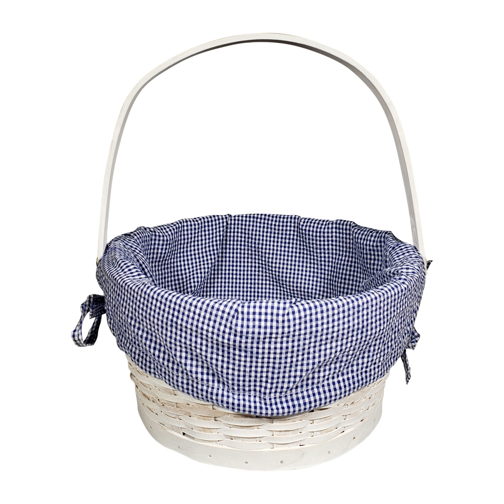 Gingham Easter Basket Liner With Side Ties - NAVY