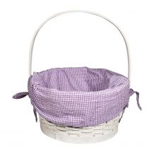 Gingham Easter Basket Liner With Side Ties - PURPLE