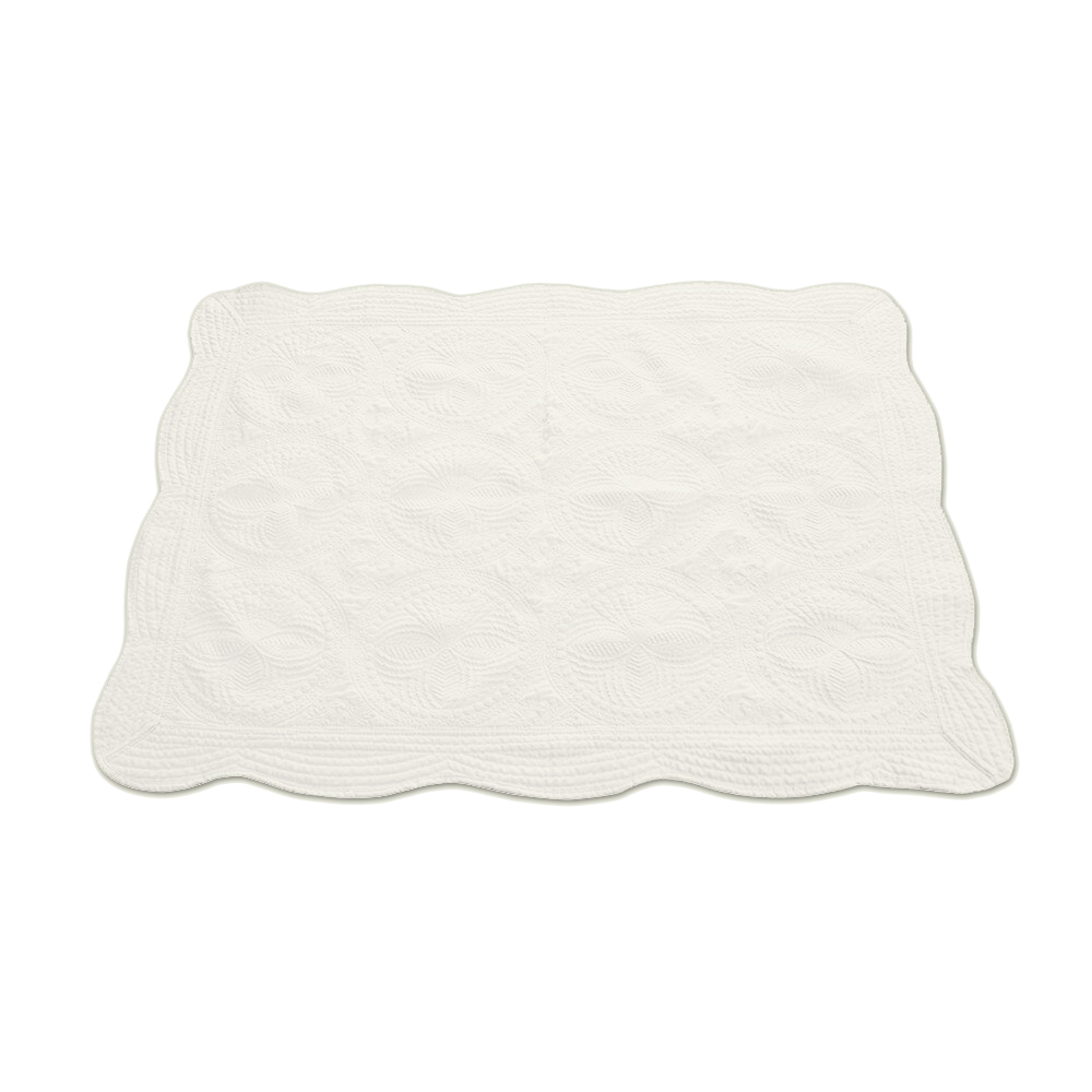 The Coral Palms® Quilted Heirloom Baby Quilt - ANTIQUE WHITE