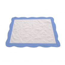 The Coral Palms� Quilted Heirloom Baby Quilt - ANTIQUE WHITE/BLUE
