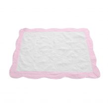 The Coral Palms� Quilted Heirloom Baby Quilt - SNOW WHITE/LIGHT PINK
