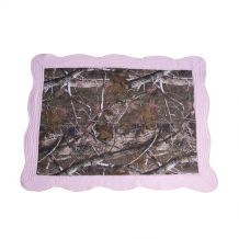 The Coral Palms® Quilted Heirloom Baby Quilt - CAMO/LIGHT PINK TRIM