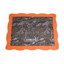 The Coral Palms� Quilted Heirloom Baby Quilt - CAMO/ORANGE TRIM