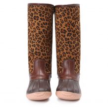 The Coral Palms® Ladies Designer Lace Back Matte Tall Duck Boots - LEOPARD - CLOSEOUT