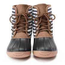 The Coral Palms® Ladies Designer Short Matte Duck Boots - BLACK STRIPE - CLOSEOUT