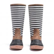 The Coral Palms® Kids Designer Zip Back Matte Tall Duck Boots - STRIPE - CLOSEOUT