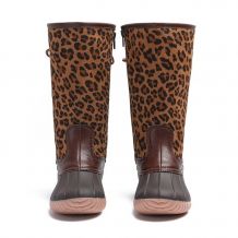 The Coral Palms® Kids Designer Lace Back Matte Tall Duck Boots - LEOPARD - CLOSEOUT
