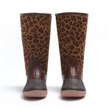 The Coral Palms® Kids Designer Zip Back Matte Tall Duck Boots - LEOPARD - CLOSEOUT