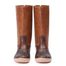 The Coral Palms® Kids Zip Back Matte Tall Duck Boots - BROWN - CLOSEOUT