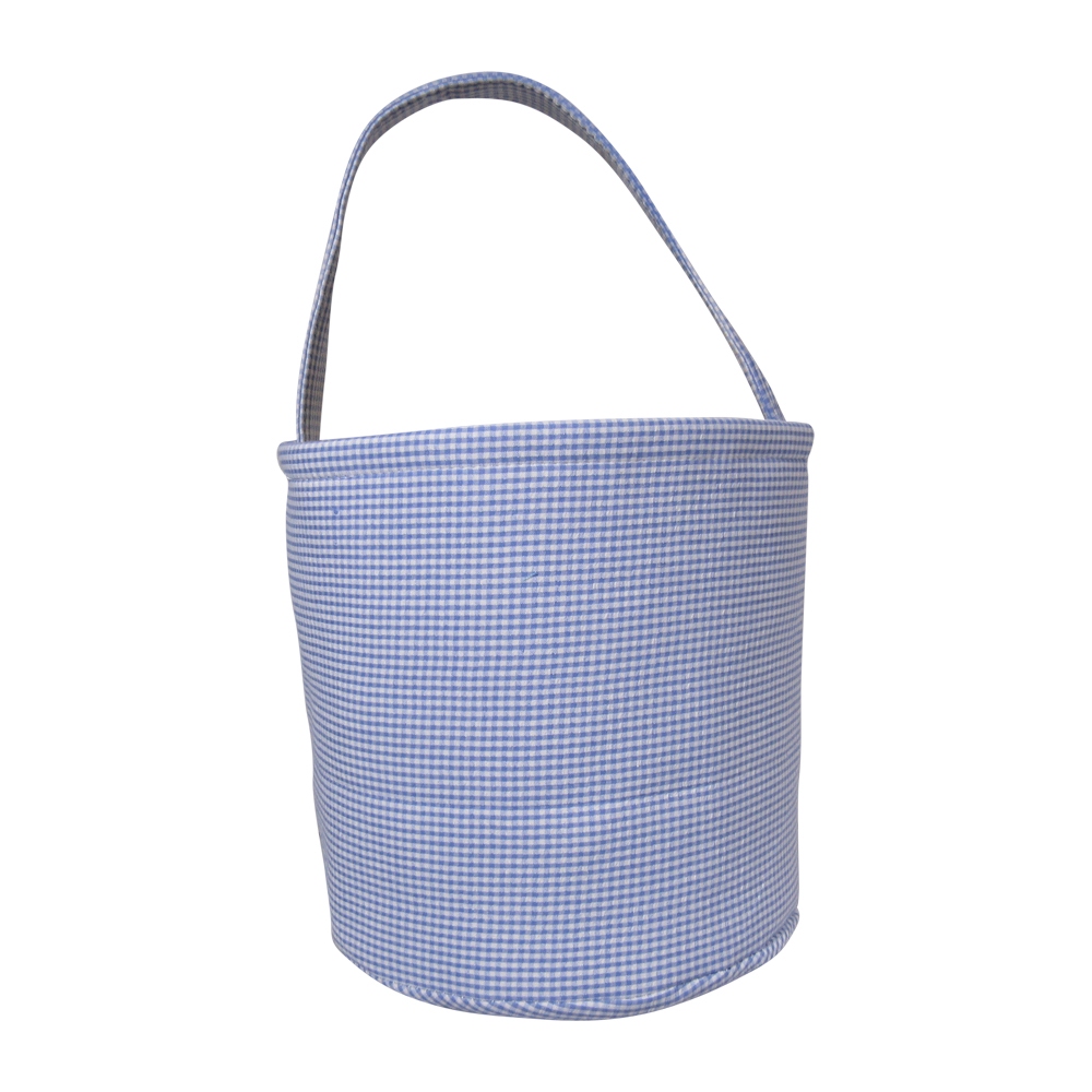 Classic Gingham Easter Bucket Tote - LIGHT BLUE - CLOSEOUT