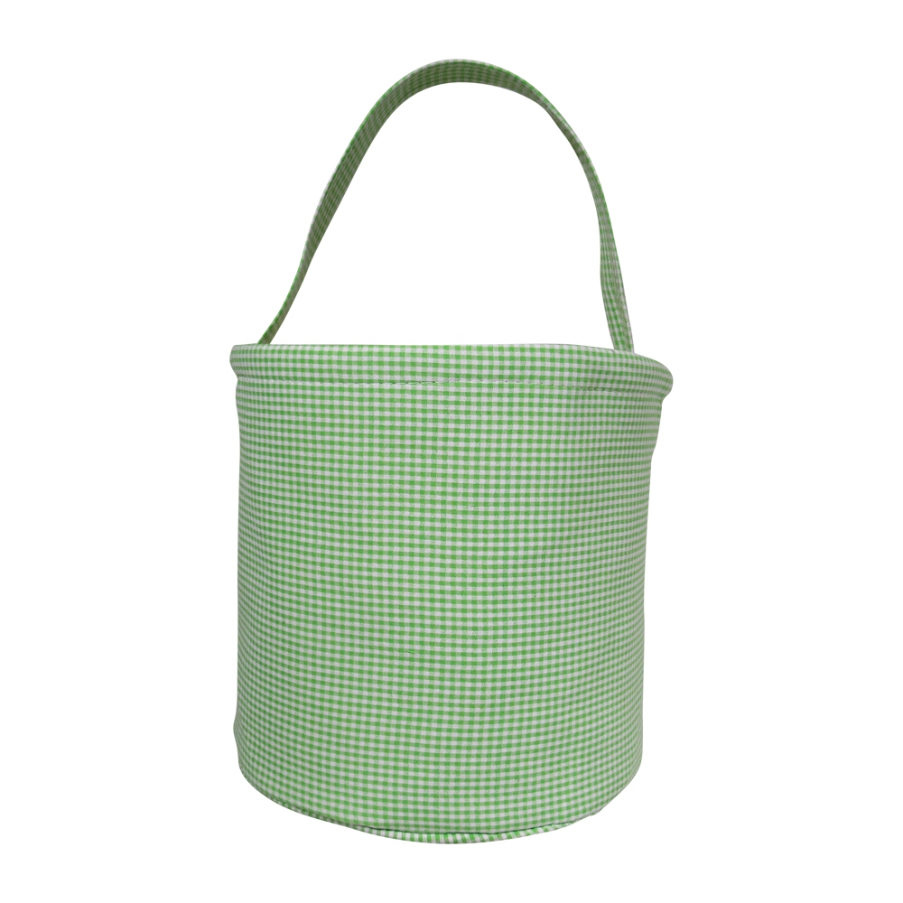 Classic Gingham Easter Bucket Tote - GREEN - CLOSEOUT