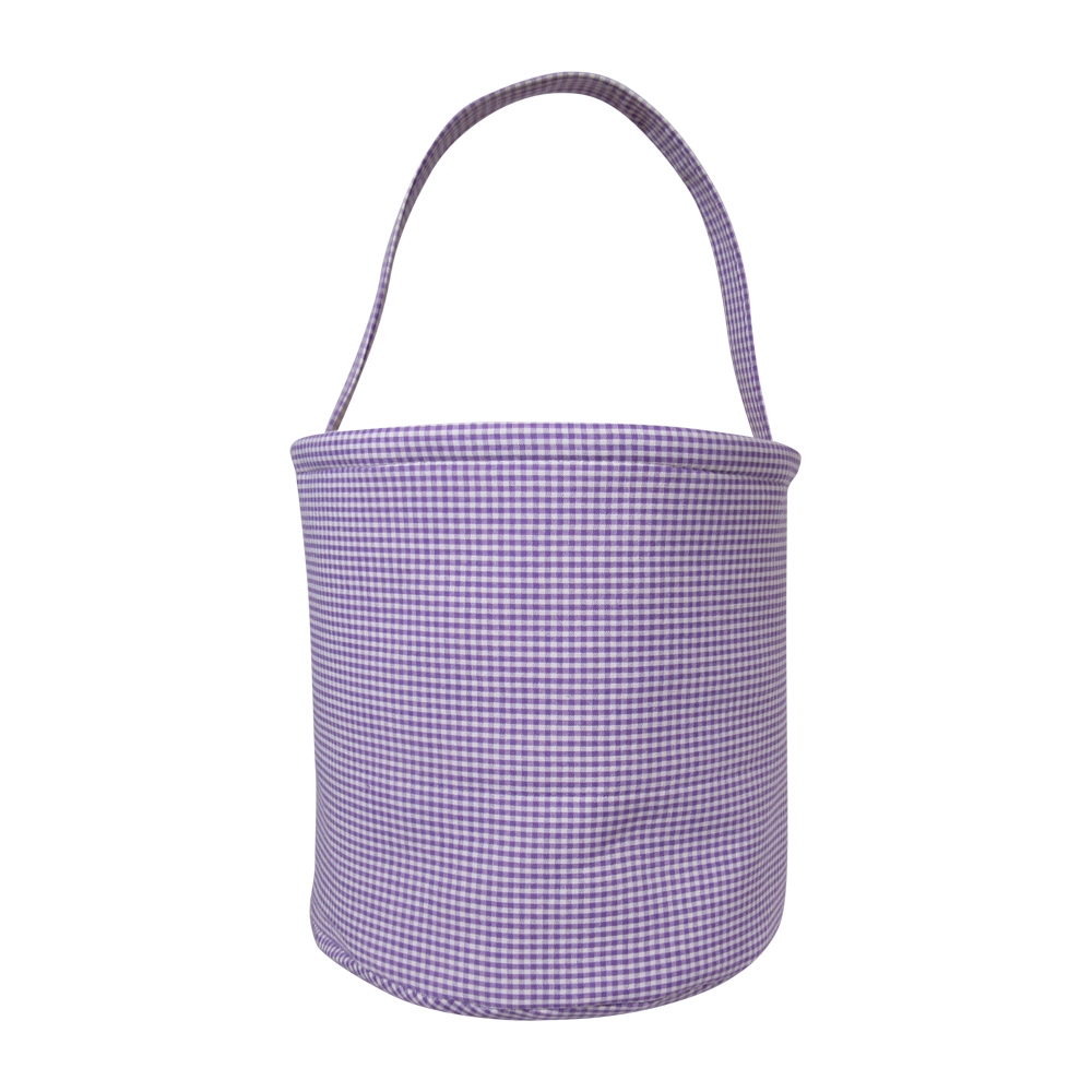 Classic Gingham Easter Bucket Tote - PURPLE - CLOSEOUT