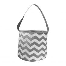 Monogrammable Easter Basket & Halloween Bucket Tote - GRAY CHEVRON - CLOSEOUT