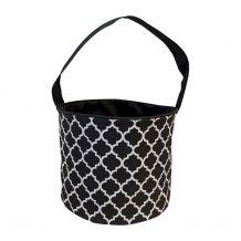 Monogrammable Easter Basket & Halloween Bucket Tote - BLACK QUATREFOIL - CLOSEOUT