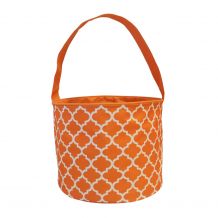 Monogrammable Easter Basket & Halloween Bucket Tote - ORANGE QUATREFOIL - CLOSEOUT