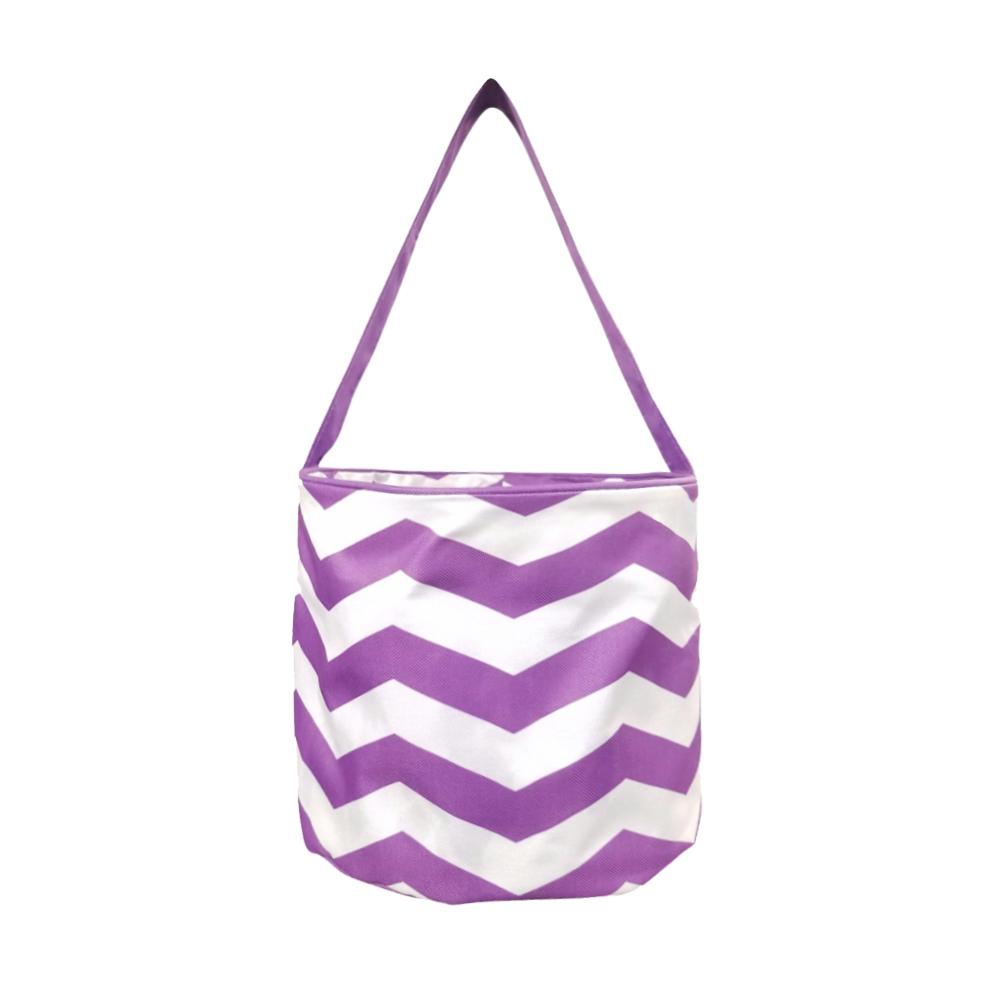 Monogrammable Easter Basket & Halloween Bucket Tote - PURPLE CHEVRON - CLOSEOUT