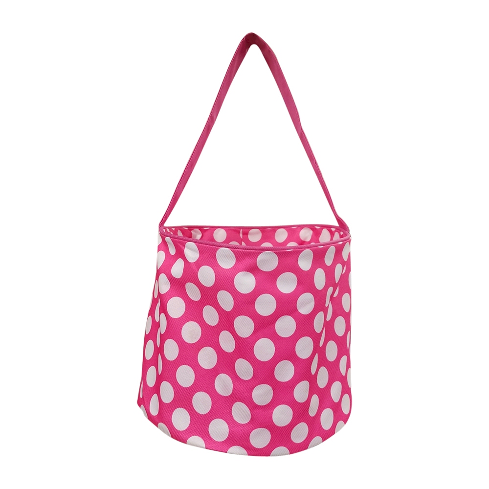 Monogrammable Easter Basket & Halloween Bucket Tote - PINK DOT - CLOSEOUT
