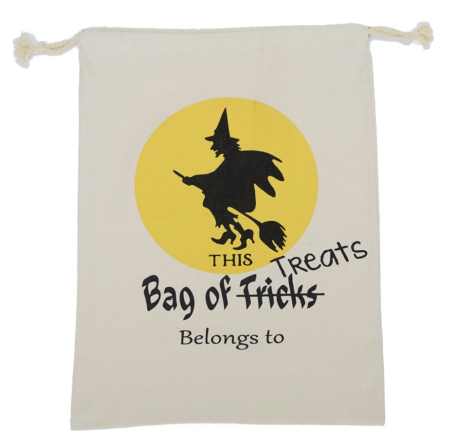 Flying Witch Canvas Halloween Treat Bag - CLOSEOUT