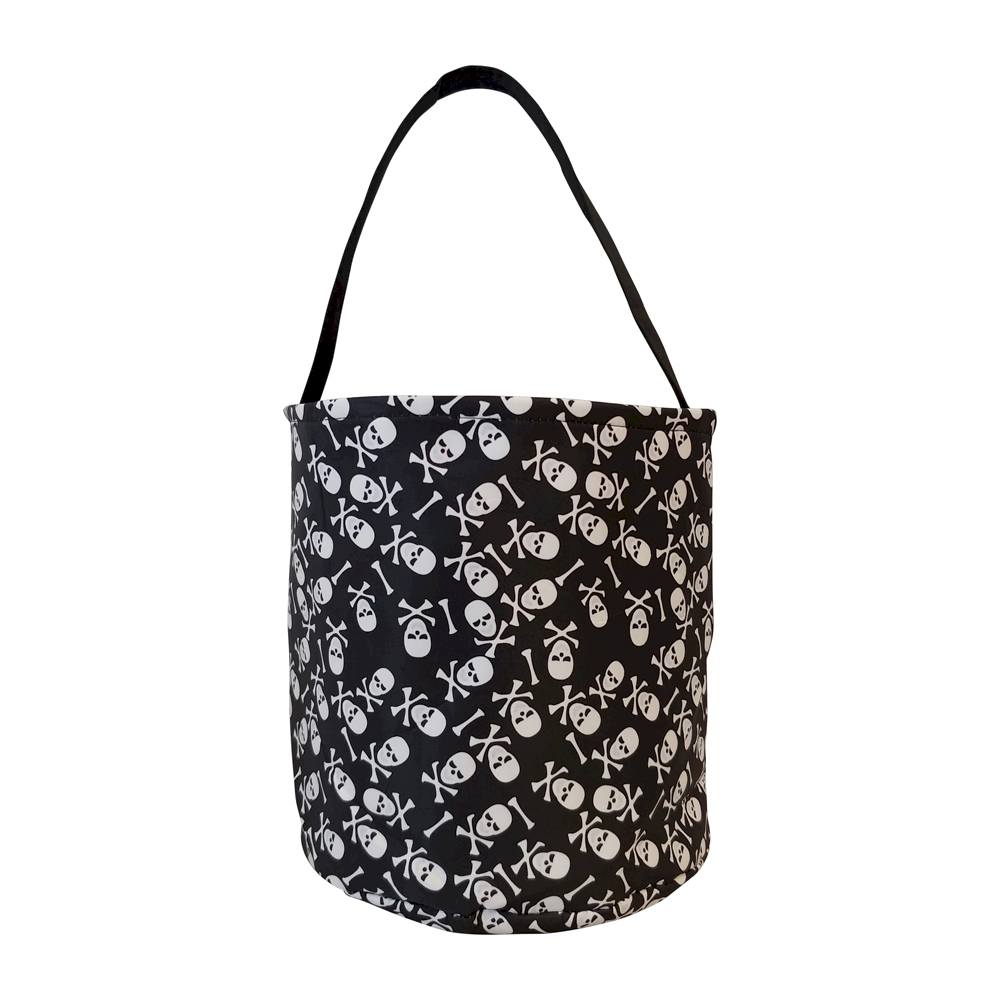 Monogrammable Halloween Bucket Tote - SKULL & CROSSBONES - CLOSEOUT