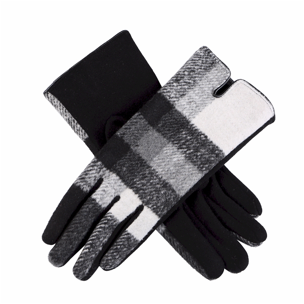 Designer-Look Touchscreen Gloves - WHITE/BLACK PLAID - CLOSEOUT