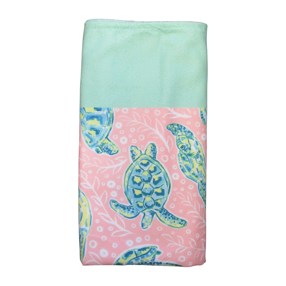 The Coral Palms® Solely Sea Turtles Print Hemmed Beach Towel - CLOSEOUT