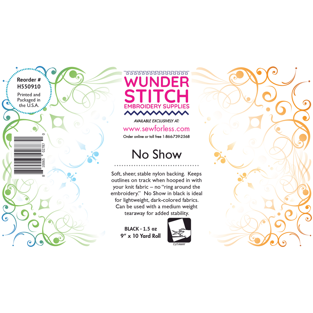 WunderStitch 1.5oz Black No Show Mesh Cutaway Embroidery Stabilizer 9in x 10yd Roll