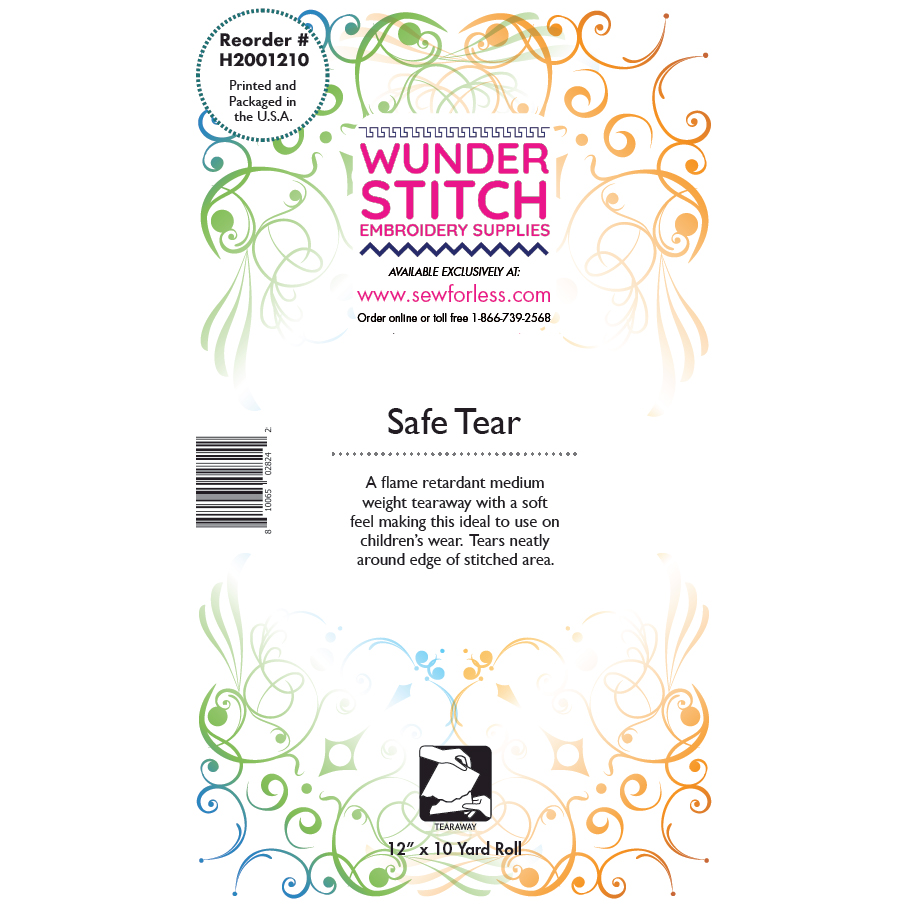 WunderStitch E-Z Safe Tear Flame Retardent Tearaway Embroidery Stabilizer 12in x 10yd Roll