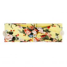 Stretch Twist Headband with Buttons in Yellow Floral Print - CLOSEOUT