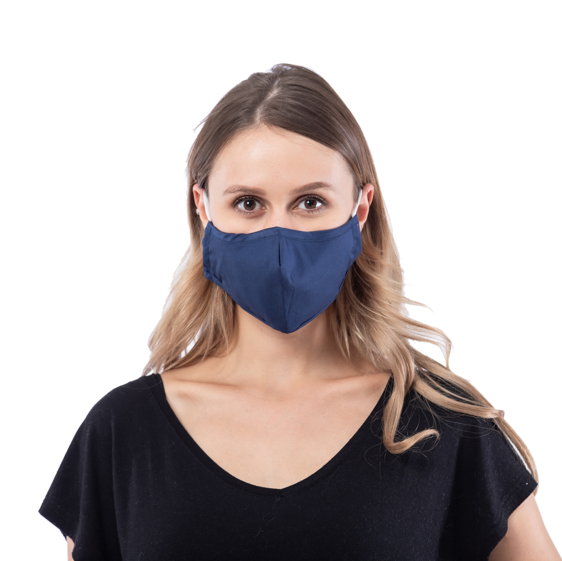 Adult 4-Layer Cotton Mask - Includes 1 Replaceable PM2.5 Filter and Adjustable Ear Straps - NAVY