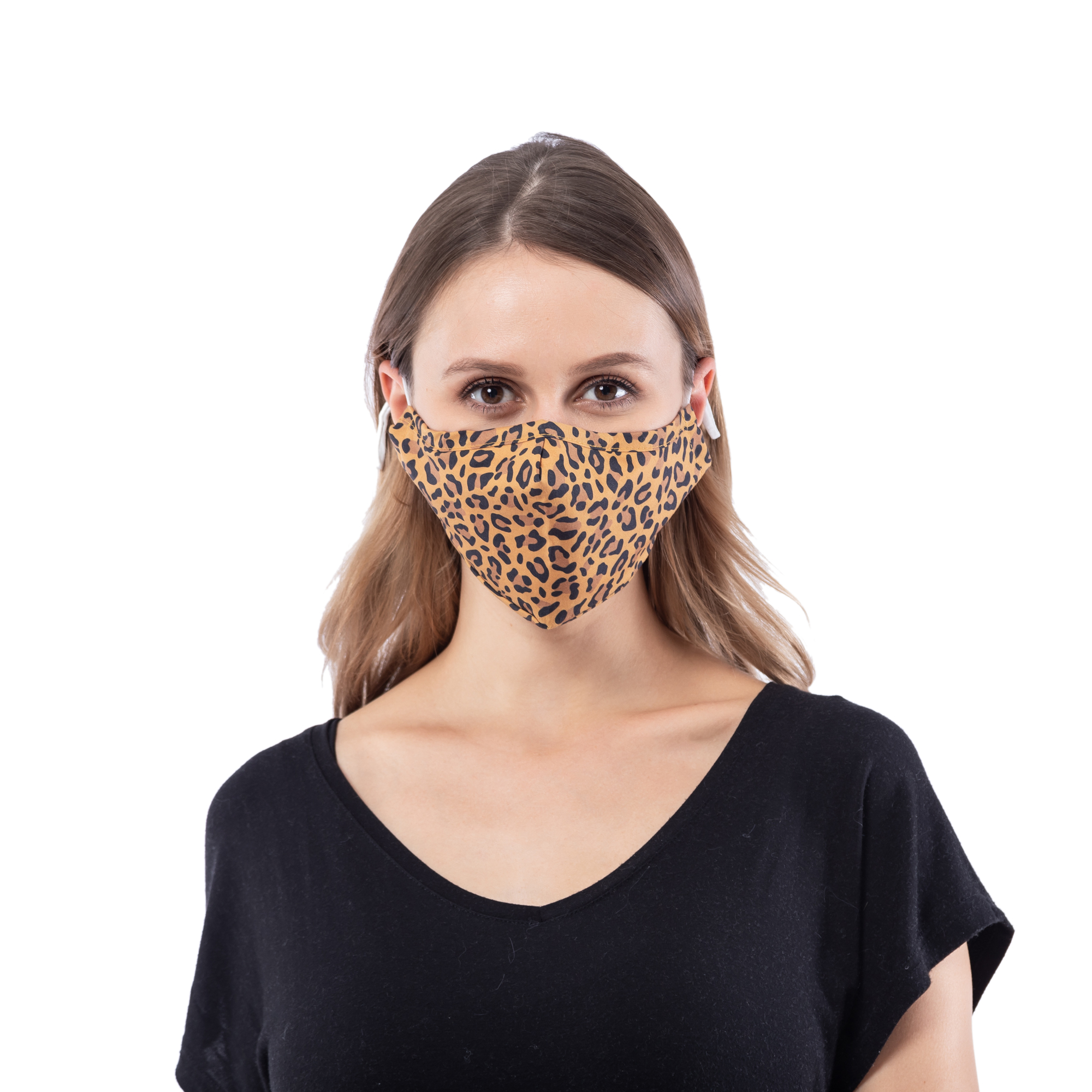 Adult 4-Layer Cotton Mask - Includes 1 Replaceable PM2.5 Filter and Adjustable Ear Straps - LEOPARD