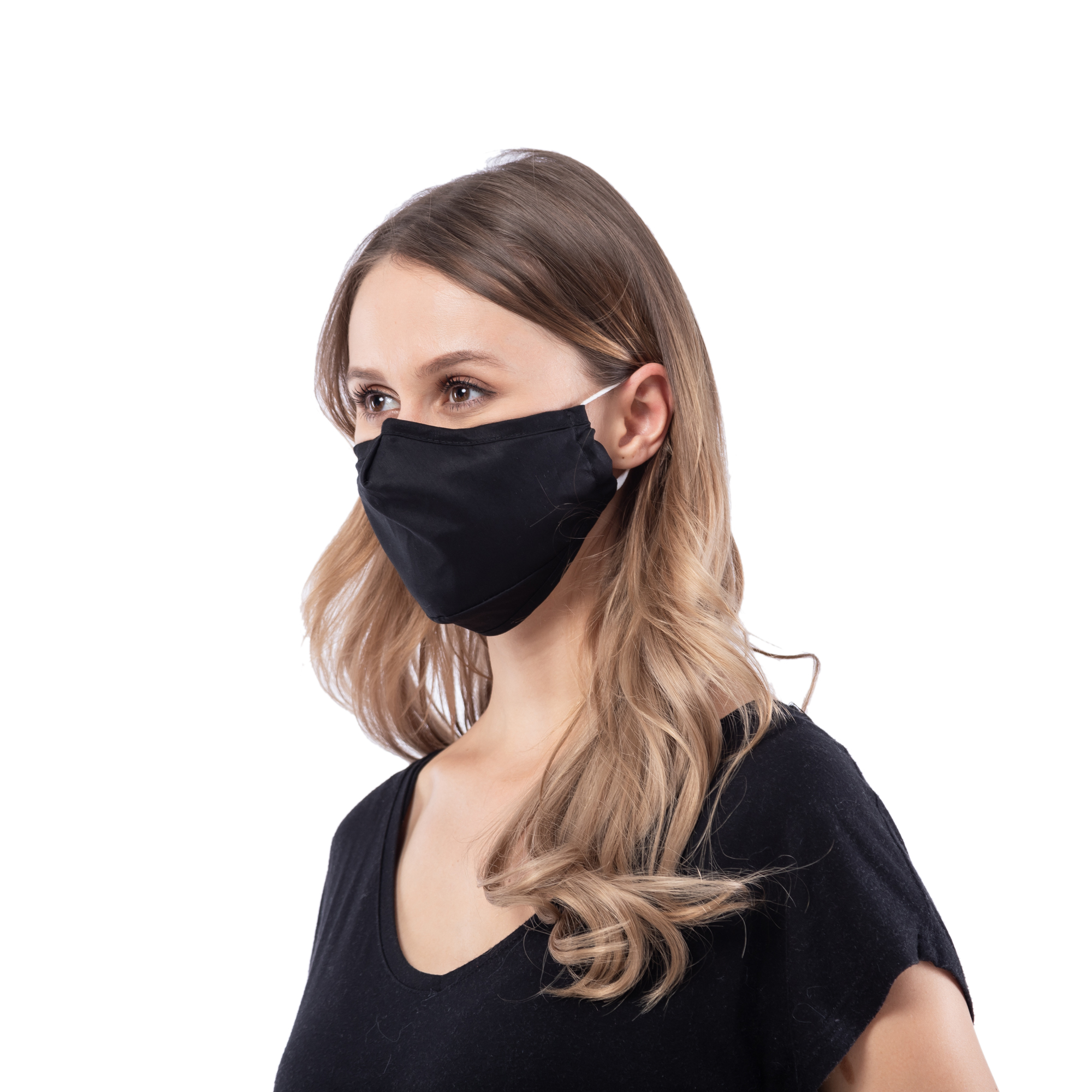 Adult 4-Layer Cotton Mask - Includes 1 Replaceable PM2.5 Filter and Adjustable Ear Straps - BLACK