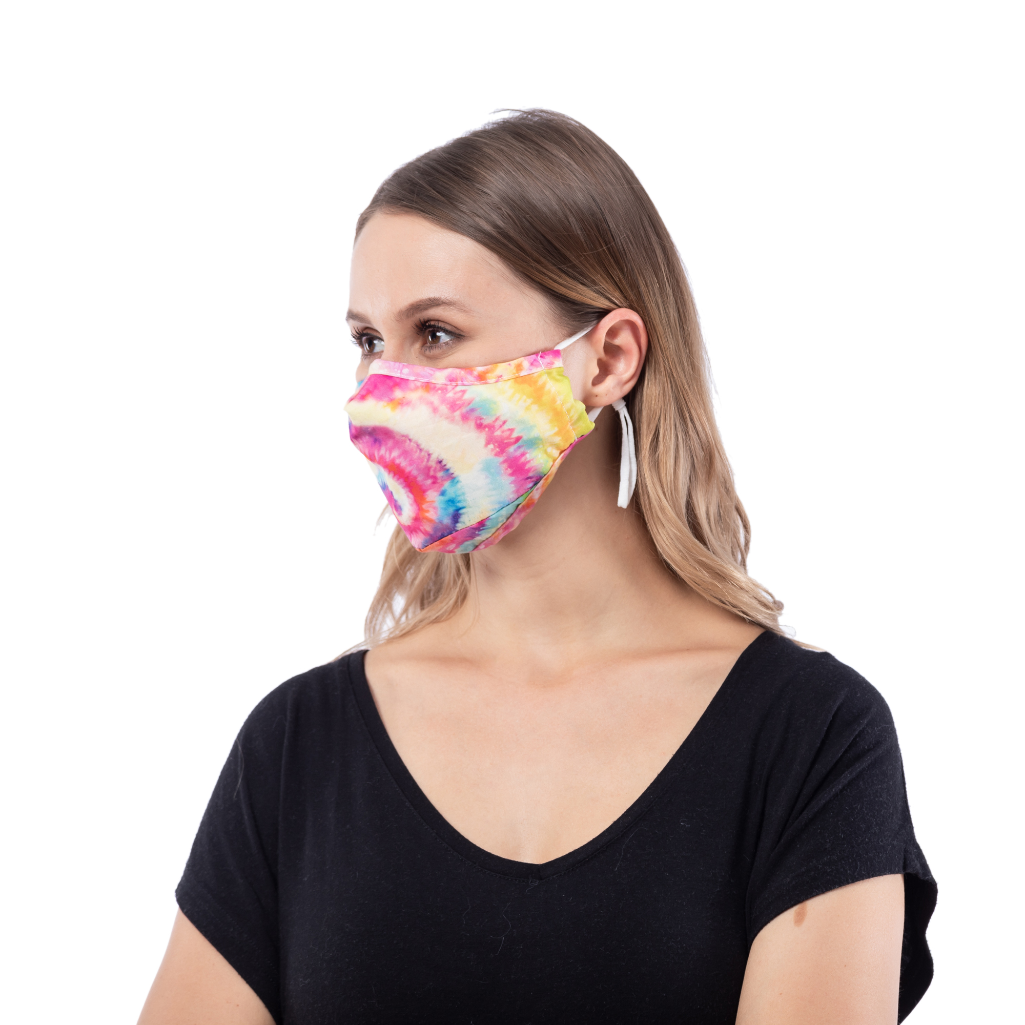 Adult 4-Layer Cotton Mask - Includes 1 Replaceable PM2.5 Filter and Adjustable Ear Straps - TIE DYE