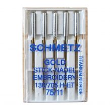 Schmetz GOLD Titanium Nitride Embroidery Needles 75/11 - 5 Needle Pack